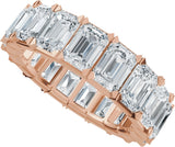 14K Gold Emerald Lab-Grown Diamond Eternity Band – 5x3.5 mm Stones - Rose Gold - view 5
