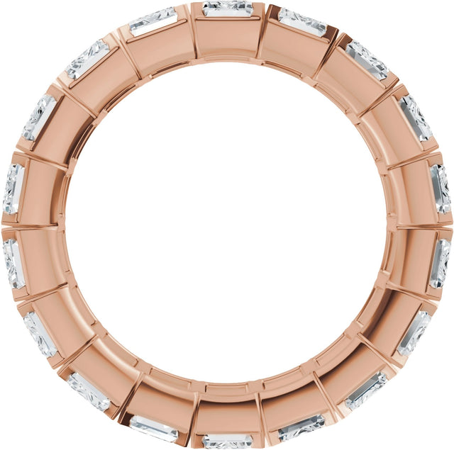 14K Gold Emerald Natural Diamond Eternity Band – 5x3.5 mm Stones - Rose Gold - view 2