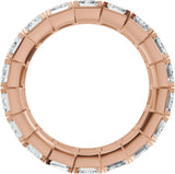 14K Gold Emerald Lab-Grown Diamond Eternity Band – 5x3.5 mm Stones - Rose Gold - view 2