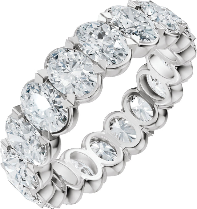 14K Gold Oval Lab-Grown Diamond Eternity Band – 5x3.5 mm Stones - White Gold