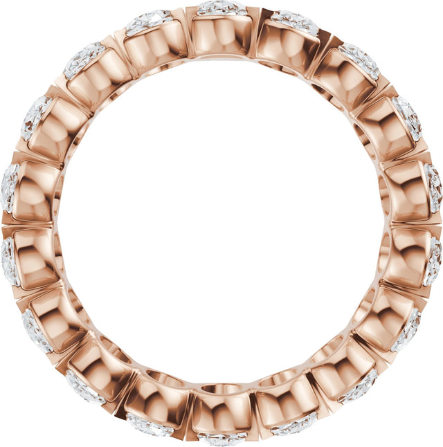 14K Gold Oval Lab-Grown Diamond Eternity Band – 5x3.5 mm Stones - Rose Gold - view 2