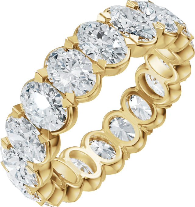 14K Gold Oval Natural Diamond Eternity Band – 5x3.5 mm Stones - Yellow Gold