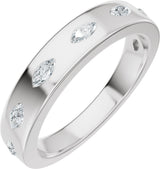 14K Gold Marquise Natural Diamond Seven-Stone Anniversary Band – 3.5x1.7 mm Stones - White Gold