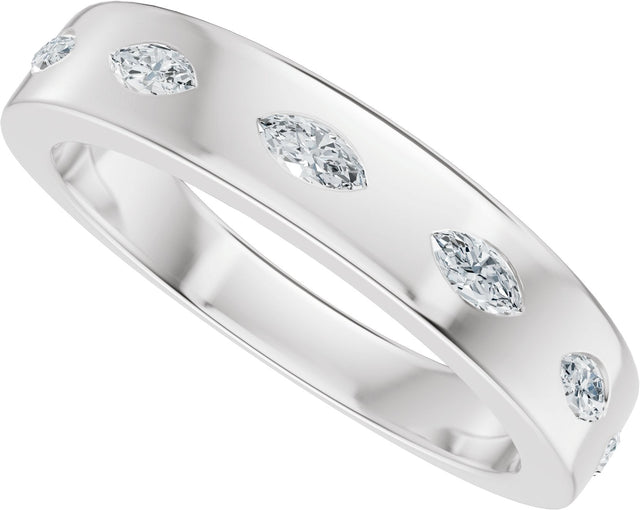 14K Gold Marquise Lab-Grown Diamond Seven-Stone Anniversary Band – 3.5x1.7 mm Stones - White Gold - view 5
