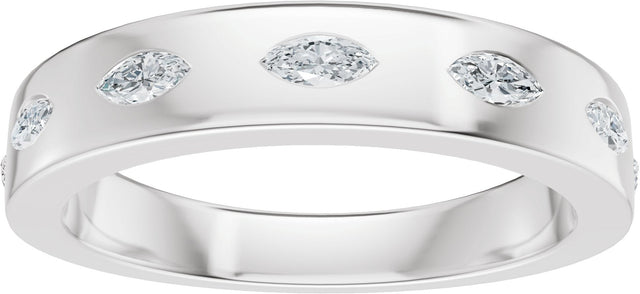 14K Gold Marquise Lab-Grown Diamond Seven-Stone Anniversary Band – 3.5x1.7 mm Stones - White Gold - view 3