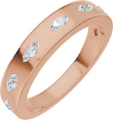 14K Gold Marquise Lab-Grown Diamond Seven-Stone Anniversary Band – 3.5x1.7 mm Stones - Rose Gold