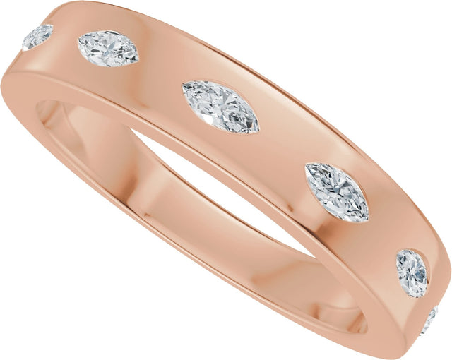 14K Gold Marquise Lab-Grown Diamond Seven-Stone Anniversary Band – 3.5x1.7 mm Stones - Rose Gold - view 5