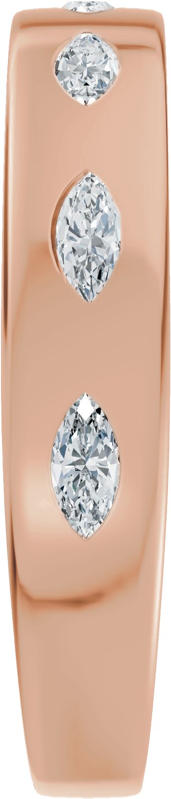 14K Gold Marquise Lab-Grown Diamond Seven-Stone Anniversary Band – 3.5x1.7 mm Stones - Rose Gold - view 4