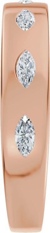 14K Gold Marquise Natural Diamond Seven-Stone Anniversary Band – 3.5x1.7 mm Stones - Rose Gold - view 4