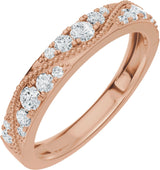 14K Gold Round Lab-Grown Diamond Milgrain Anniversary Band – 3/8 CTW