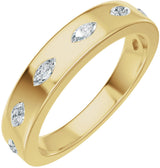 14K Gold Marquise Natural Diamond Seven-Stone Anniversary Band – 3.5x1.7 mm Stones - Yellow Gold