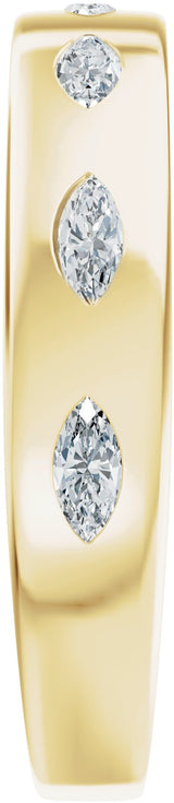14K Gold Marquise Lab-Grown Diamond Seven-Stone Anniversary Band – 3.5x1.7 mm Stones - Yellow Gold - view 4