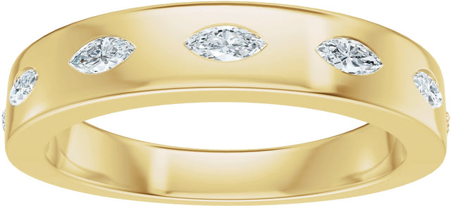 14K Gold Marquise Lab-Grown Diamond Seven-Stone Anniversary Band – 3.5x1.7 mm Stones - Yellow Gold - view 3