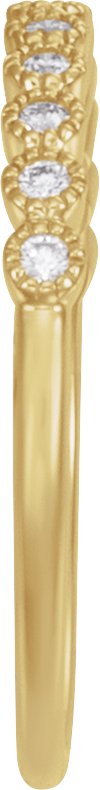 18K Gold Round Natural Diamond Milgrain Bezel-Set Anniversary Band – nan Stones - view 3