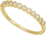 18K Gold Round Natural Diamond Milgrain Bezel-Set Anniversary Band – nan Stones - view 4