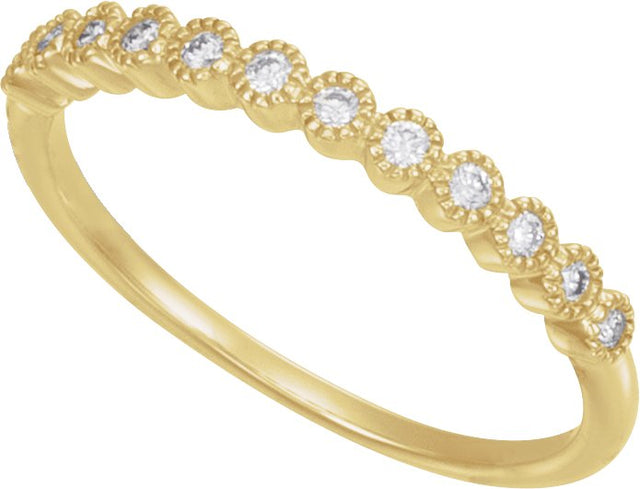18K Gold Round Natural Diamond Milgrain Bezel-Set Anniversary Band – nan Stones - view 4