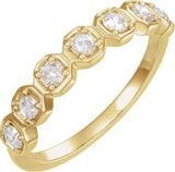 14K Gold Round Natural Diamond Rose-Cut Geometric Anniversary Band – 2.5 mm Stones - Yellow Gold
