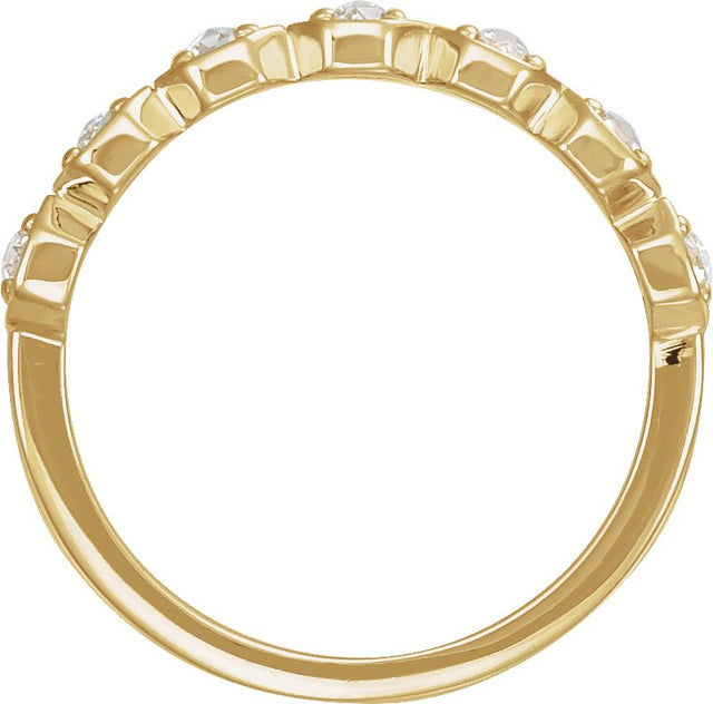 14K Gold Round Natural Diamond Rose-Cut Geometric Anniversary Band – 3 mm Stones - Yellow Gold - view 2