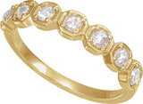 14K Gold Round Natural Diamond Rose-Cut Geometric Anniversary Band – 2 mm Stones - Yellow Gold - view 4
