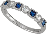 14K Gold Square Natural Blue Sapphire Milgrain Bezel-Set Anniversary Band – 1/5 CTW - view 4