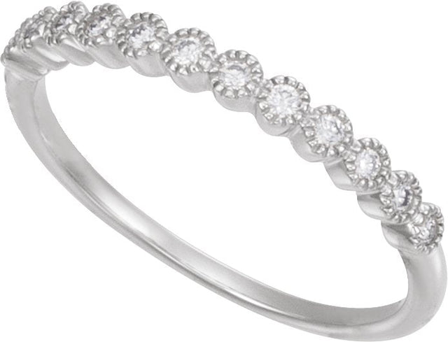 Platinum Round Natural Diamond Milgrain Bezel-Set Anniversary Band – 1/6 CTW - view 4