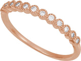 14K Gold Round Natural Diamond Milgrain Bezel-Set Anniversary Band – nan Stones - Rose Gold - view 4