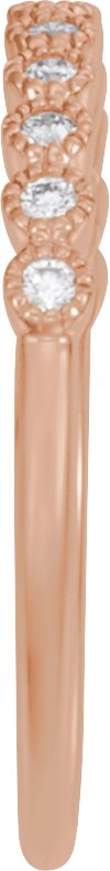 14K Gold Round Natural Diamond Milgrain Bezel-Set Anniversary Band – nan Stones - Rose Gold - view 3
