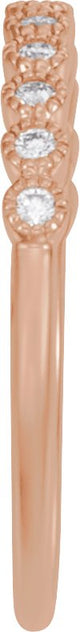 14K Gold Round Natural Diamond Milgrain Bezel-Set Anniversary Band – nan Stones - Rose Gold - view 3