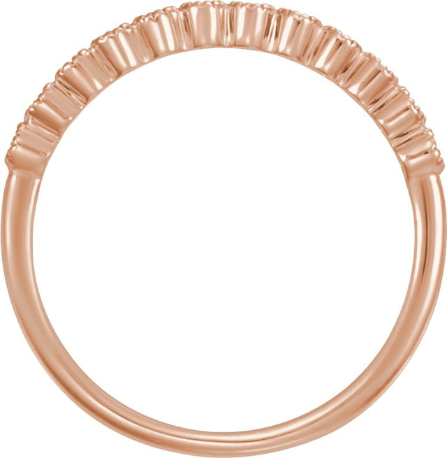 14K Gold Round Natural Diamond Milgrain Bezel-Set Anniversary Band – nan Stones - Rose Gold - view 2