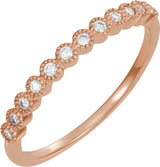 14K Gold Round Natural Diamond Milgrain Bezel-Set Anniversary Band – nan Stones - Rose Gold