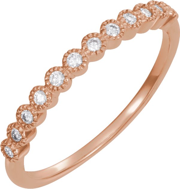 14K Gold Round Natural Diamond Milgrain Bezel-Set Anniversary Band – nan Stones - Rose Gold