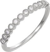 Platinum Round Natural Diamond Milgrain Bezel-Set Anniversary Band – 1/6 CTW