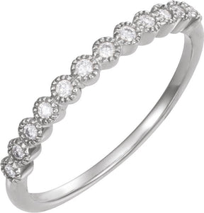 Platinum Round Natural Diamond Milgrain Bezel-Set Anniversary Band – 1/6 CTW