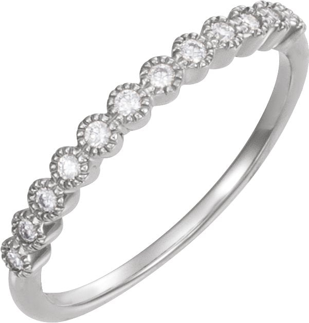 Platinum Round Natural Diamond Milgrain Bezel-Set Anniversary Band – 1/6 CTW