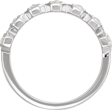 Platinum Round Natural Diamond Rose-Cut Geometric Anniversary Band – 2.5 mm Stones - view 2