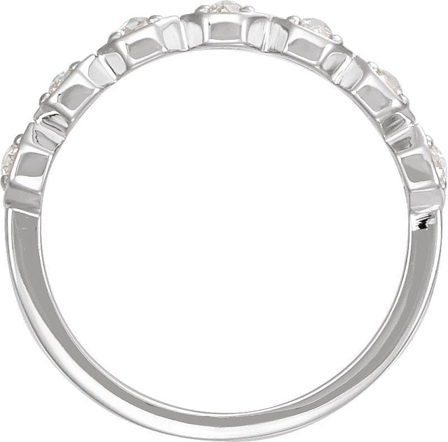 Platinum Round Natural Diamond Rose-Cut Geometric Anniversary Band – 3 mm Stones - view 2
