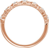 14K Gold Round Natural Diamond Rose-Cut Geometric Anniversary Band – 3 mm Stones - Rose Gold - view 2