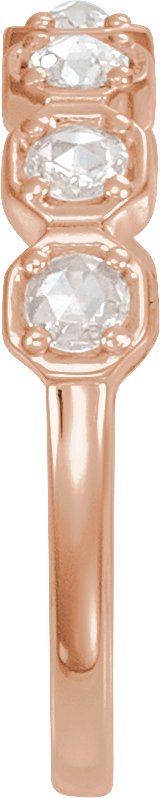 14K Gold Round Natural Diamond Rose-Cut Geometric Anniversary Band – 2 mm Stones - Rose Gold - view 3