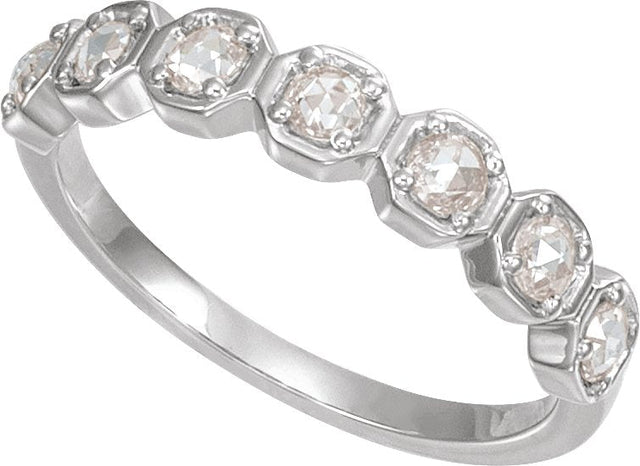 Platinum Round Natural Diamond Rose-Cut Geometric Anniversary Band – 2 mm Stones - view 4