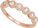 14K Gold Round Natural Diamond Rose-Cut Geometric Anniversary Band – 3 mm Stones - Rose Gold - view 4