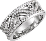 Platinum Round Natural Diamond Sculptural Anniversary Band – 1 mm Stones