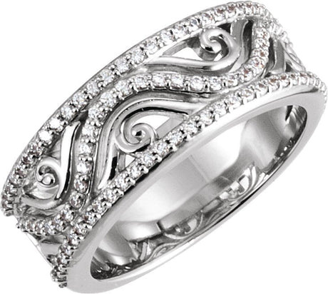 Platinum Round Natural Diamond Sculptural Anniversary Band – 1 mm Stones