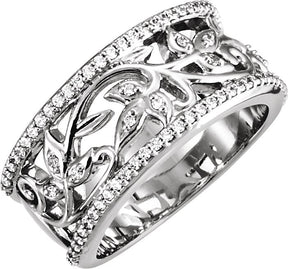 Platinum Round Natural Diamond Floral Anniversary Band – 1 mm Stones