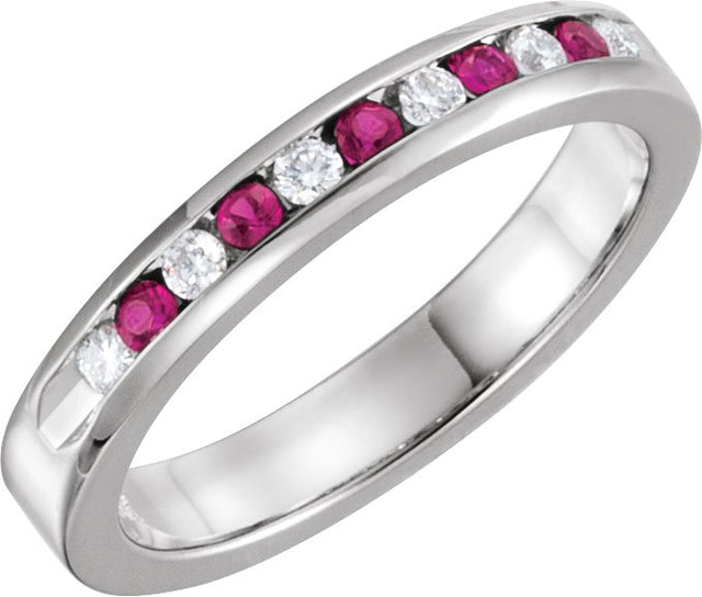 14K Gold Round Natural Ruby Channel-Set Eleven-Stone Anniversary Band – 1/10–1/8 CTW