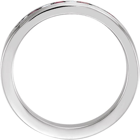 Platinum Round Natural Ruby Channel-Set Eleven-Stone Anniversary Band – 1/10–1/8 CTW - view 2