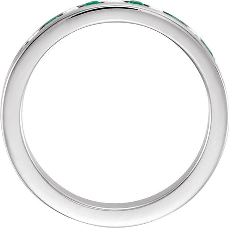 Platinum Round Natural Emerald Channel-Set Eleven-Stone Anniversary Band – 1/10–1/8 CTW - view 2