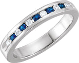 Platinum Round Natural Blue Sapphire Channel-Set Eleven-Stone Anniversary Band – 1/10–1/8 CTW