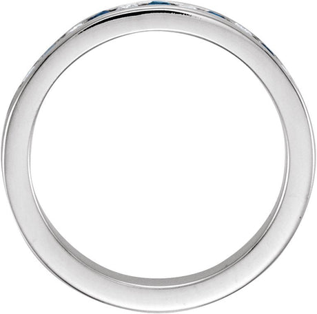 Platinum Round Natural Blue Sapphire Channel-Set Eleven-Stone Anniversary Band – 1/10–1/8 CTW - view 2