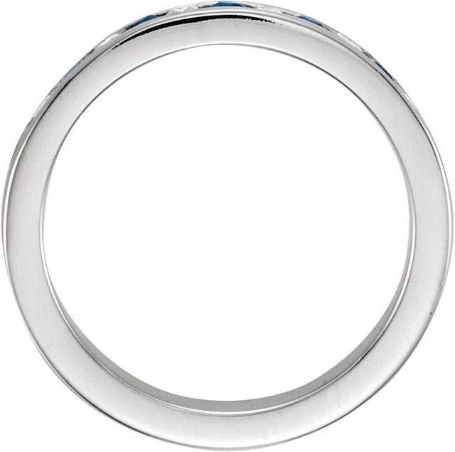 Platinum Round Natural Blue Sapphire Channel-Set Eleven-Stone Anniversary Band – 1/10–1/8 CTW - view 2