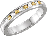 14K Gold Round Natural Yellow Sapphire Channel-Set Eleven-Stone Anniversary Band – 1/10–1/8 CTW